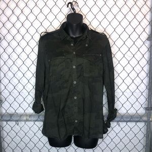 Women's G-Star Cargo Green Camo Button-down Top